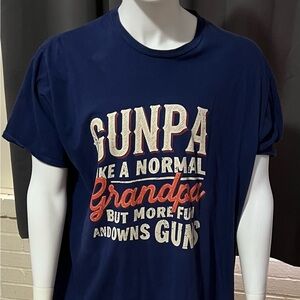 Port and Company Navy Blue 'Gunpa' Graphic Tee with Red and White Print